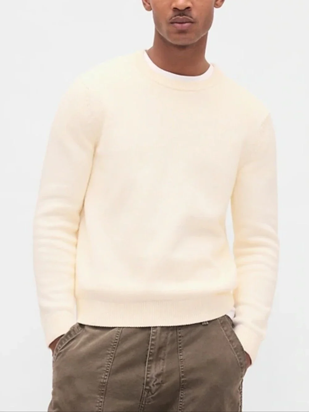 GAP Men's Classic Crew Neck Sweater Ivory Frost Color Size XL